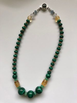 Malachite and Citrine Heart Chakra Amulet