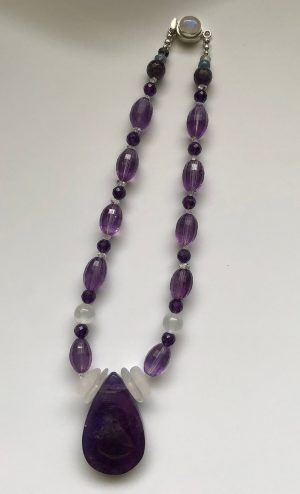 Amethyst and Rock Crystal Crown Chakra Amulet