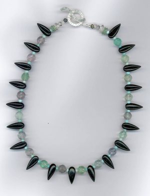 ECLIPSE AMULET with Fluorite, Larimar and Green Goldstone