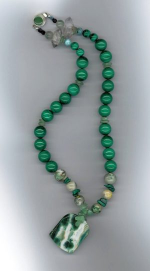 Ocean Jasper and Malachite Heart Chakra Amulet