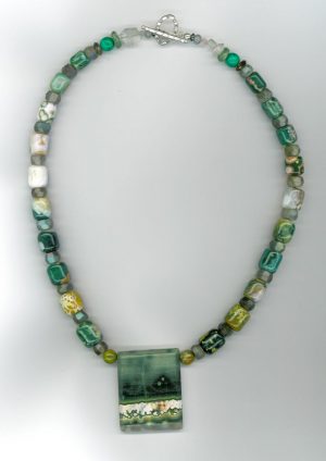 Ocean Jasper and Labradorite Heart Chakra Amulet