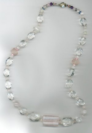 Rock Crystal and Rose Quartz Heart Chakra Amulet
