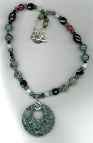 Kambaba Jasper Pendant Heart Chakra Amulet