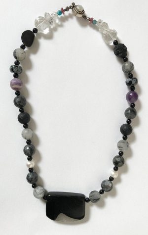 Agate, Tektite and Black Tourmaline  Power Root Chakra Amulet