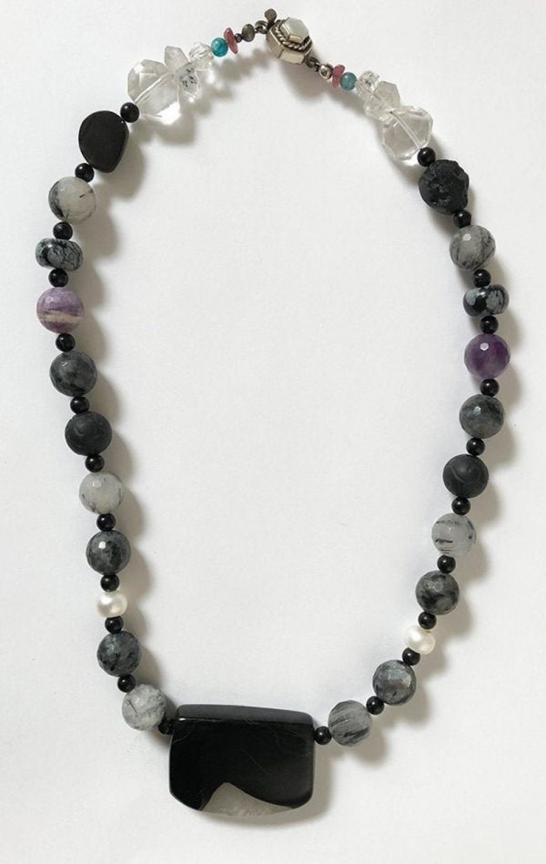 Agate, Tektite and Black Tourmaline  Power Root Chakra Amulet