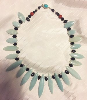 Amazonite and Black Onyx Heart Chakra and Throat Chakra Amulet