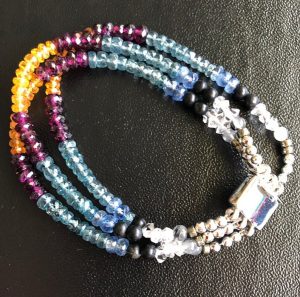 Indicolite and Garnet Throat, Root and Solar Plexus Chakra Amulet