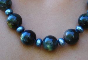 Labradorite and Baroque Pearl Throat/Brow Chakras Amulet
